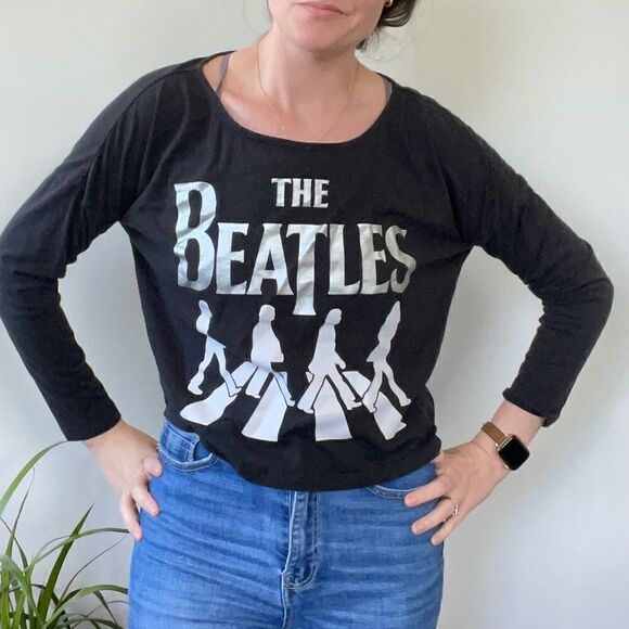 Vintage Official Beatles Crop Long Sleeve Soft Shirt - Picture 5 of 5